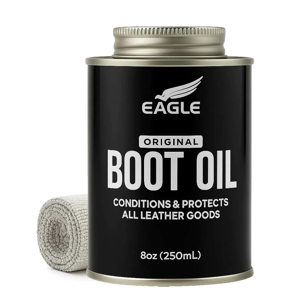 Eagle Leather Boot Oil 8.45oz‎ w/ Applicator & Towel for Boots Bags Jackets